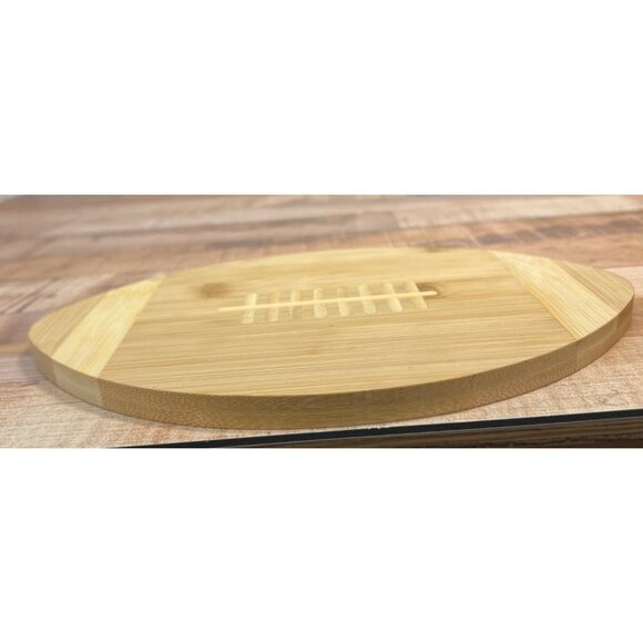 Bamboo Football-Shaped Cutting Board Cheese Serving Tray 9.5" Oval - Picture 3 of 3